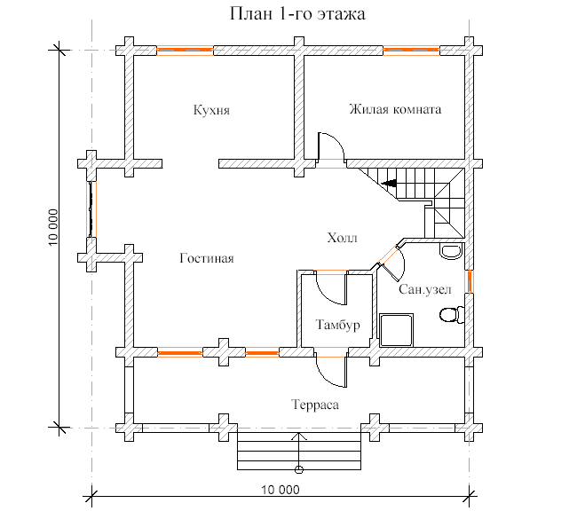 проект первого этажа деревянного дома